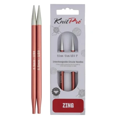 Imagen de Knit Pro Zing: Agujas de Tejer: Circular: Intercambiables: Normal: 5,50 mm, Aluminio, Multicolor