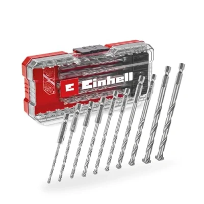 Imagen de Einhell S Case Juego de 10 brocas para mampostería (según DIN 10083 2 acero herramientas, vástago E 6.3, inserto carburo insertado, husillo enrollado con caja almacenamiento)