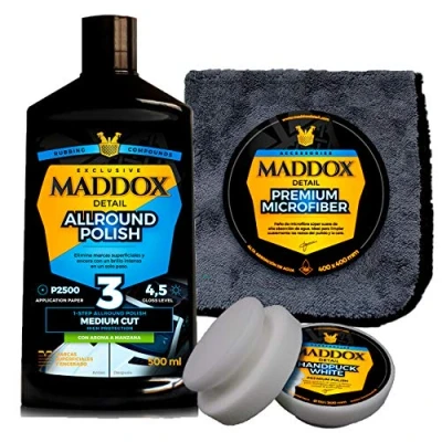 Imagen de Maddox Detail Allround Polish Kit para Pulido Manual Pulidor de un Solo Paso. Elimina arañazos, abrillanta y Protege. Esponja aplicadora Microfibra Premium.