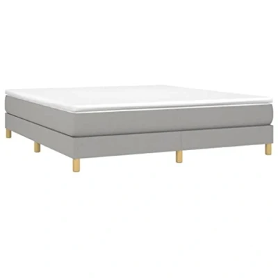Imagen de vidaXL Estructura de Cama, Somier Matrimonio Listones, Base Cama Tapizada, Mueble para Dormitorio Hogar, Tela Gris Claro 160x200 cm