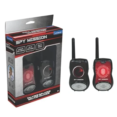 Imagen de Lexibook Spy Mission Walkie Talkies, 200m, Set niños, 2 Canales de comunicación, Clip para el cinturón, Negro/Rojo, M (TW12SPY)