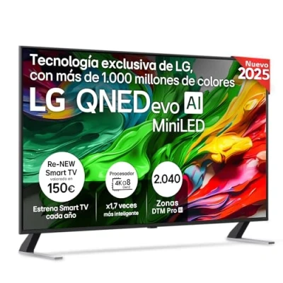 Imagen de LG 55QNED85A6C TV 55&quot;, 4K QNED EVO, Smart TV, WebOS 25, Procesador Potente e Inteligente, MiniLED AI, Super Upscaling, Dolby Vision y Dilgital Plus, Alexa/Google Assistant, Negro