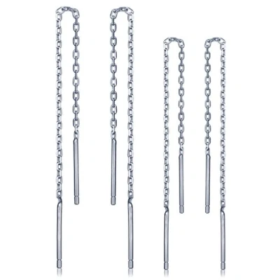 Imagen de Infinite U Juego de 2 pares pendientes cadena borla larga plata ley 925 6 a 8 cm, Esmalte, Sin piedra