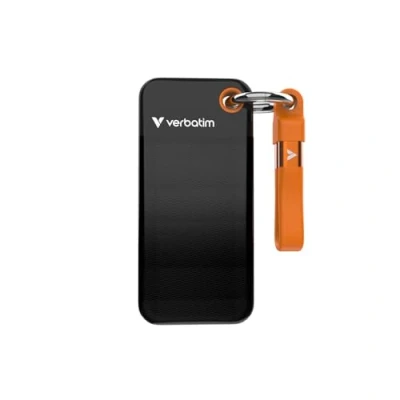 Imagen de Verbatim Pocket SSD de 1 TB (SSD Externo NVMe USB 3.2 Gen 2, hasta 1000 MB/s Lectura y Escritura, Disco Duro portátil para Mac, PC Consola Juegos, Negro/Naranja)