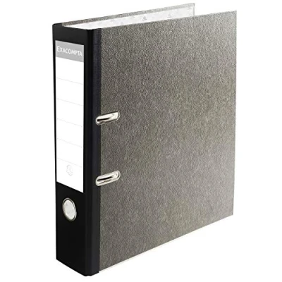 Imagen de Exacompta 53681E 1 archivador de palanca papel jaspeado gris lomo 80 mm mecánico Dimensiones externas: 32 x 30 8 cm Formato para archivar A4 MAXI Color negro