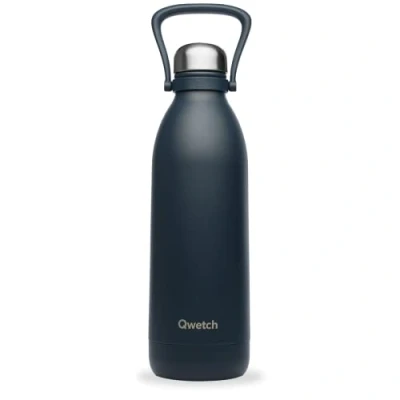 Imagen de QWETCH Botella isotérmica Titan Matt Grsi Carbono 1,5L 48h Frío &amp; 16h Caliente Sin BPA, Impermeable de acero inoxidable con asa transporte