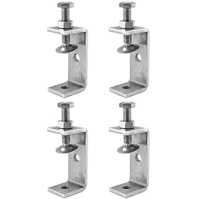Imagen de QWORK 4 Piezas 304 acero inoxidable C abrazadera, Sargentos G, Para Carpintería De Bricolaje, Soldadura, Ebanistería, Color Plateado, Estilo 1