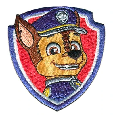 Imagen de Patrulla Canina &#039;Chase 2&#039; Parches termoadhesivos bordados aplique para ropa, tamaño: 7 x 6 cm