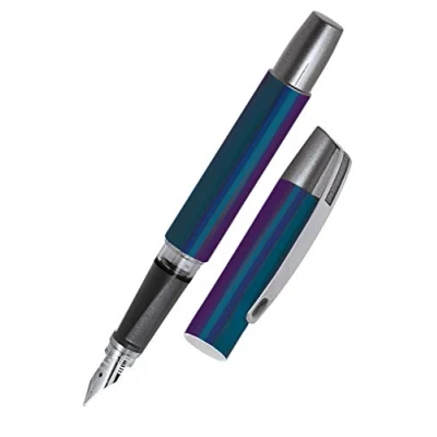 Imagen de Online Campus Miracle Pluma estilográfica para diestros (punta de iridio mediana, cartuchos tinta estándar, incluye cartucho azul combinado, apto alérgicos), color