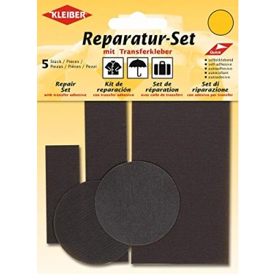 Imagen de Kleiber Juego de Parches reparación para Ropa, Nailon, autoadhesivos, 5 Piezas, Color marrón