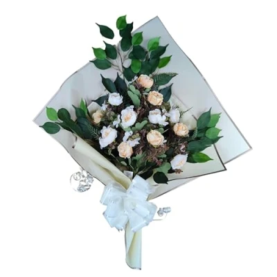 Imagen de DRW Ramo de Flores para Cementerio Artificiales Meter en el Bote Jarron o sobre Sepultura 73x63x20 cm (Ranunculos te)