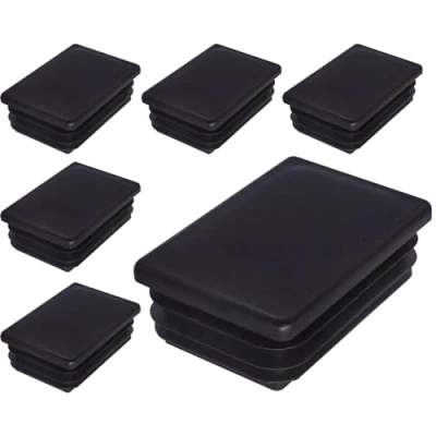 Imagen de SKIR&#039;CO 6 tapones rectangulares de plástico 40 x 60 mm, tapas tubo mate, insertos rectangulares, para postes valla, color negro RAL 9005