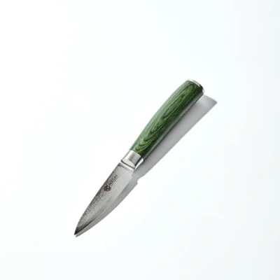 Imagen de HexClad Cuchillo para Pelar de 9 cm, Hoja Acero Inoxidable Damasco Japonés, Mango Madera Pakka