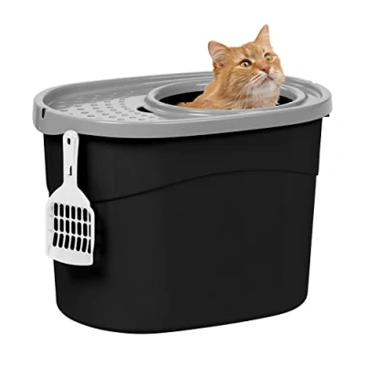 Imagen de Iris Ohyama Arenero Gato Cubierto con Pala, hasta 7kg, Negro/Gris, Caixa de areia para Gatos, Caja, Gatos Grandes y pequeños, Cerrado, Cagadero, WC, Libre BPA, Cat Litter Box, TECL 20