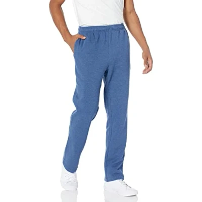 Imagen de Amazon Essentials Pantalones Deportivos de Forro Polar con Parte Inferior Abierta (Disponibles en Tallas Grandes y Largos Especiales) Hombre, Azul Mezcla, M