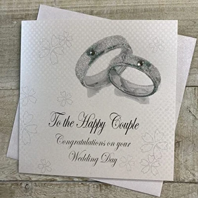 Imagen de WHITE COTTON CARDS Code xxpd4 Gran Boda Bandas a la Feliz Pareja Felicidades el día de tu Hecha Mano Tarjeta