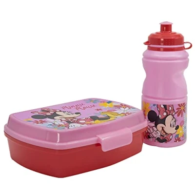 Imagen de Set de fiambrera rectangular y botella sport 380 ml Minnie Mouse