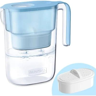 Imagen de Waterdrop Elfin Jarra con filtro de agua para frigorífico 3 meses, 2,5 L, reduce el fluoruro, cloro y más, certificado NSF, sin BPA, azul (filtro repuesto: WD PF 01A Plus)