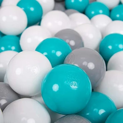 Imagen de KiddyMoon 100 ∅ 7Cm Bolas Colores De Plástico para Piscina Niños, Gris/Blanco/Turquesa