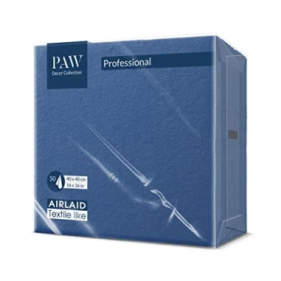 Imagen de PAW Servilletas Airlaid (40 x 40 cm) I 50 piezas Lisas Con aspecto de tela Elegante decoración mesa HoReCa Para ocasiones importantes como bodas, fiestas Color: Dark Blue