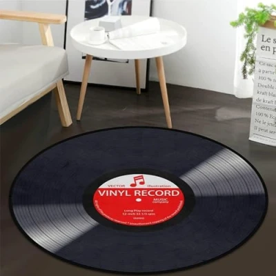 Imagen de keepcute alfombra redonda negra para dormitorio, sala de estar, estudio, tocar, antideslizante decoración del hogar, 3 pies diámetro