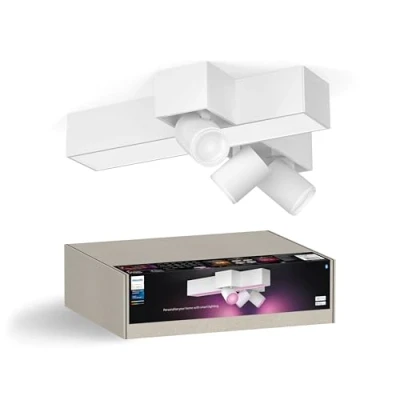 Imagen de Philips Hue White &amp; Color Ambiance Centris foco en cruz de 3 piezas, regulable, 16 millones colores, controlable mediante app, compatible con Amazon Alexa, blanco