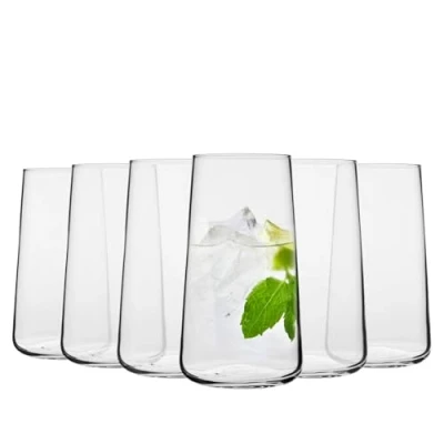 Imagen de Krosno Vasos para agua, zumos y otras bebidas Diseño elegante Set de 6 Capacidad 600 ml Colección Infinity Ideal el hogar, restaurante, fiestas Apto lavavajillas