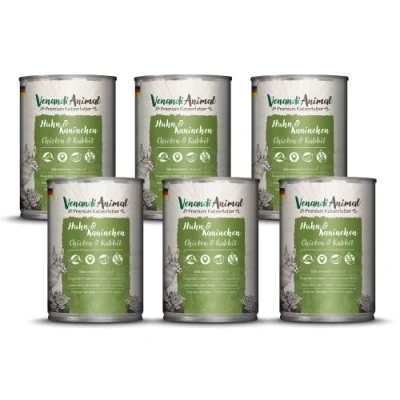 Imagen de Venandi Animal, Comida húmeda para Gatos, Pollo y Conejo 6 x 400 g, Pack de 6, sin Cereales con Carne