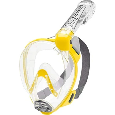 Imagen de Cressi Duke Dry Full Face Mask Mascara de Buceo Snorkel Seca Cara Completa, Unisex Adulto, Transparent/Amarillo, M/L