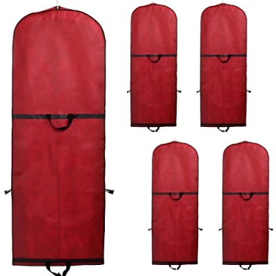 Imagen de TUKA [5 Piezas] Transpirable Funda de Ropa, 180 cm x 65 Bolsa Ropa Protector para Vestidos, Trajes, Abrigos. 2 Accesorios Bolsillos, portatrajes, Rojo Oscuro, TKB1001 darkred 5x