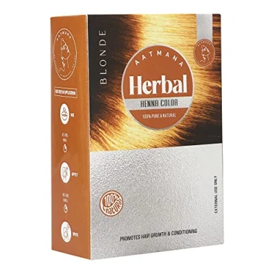 Imagen de AATMANA Color De Cabello Henna Rubia, Blonde A Base Hierbas Con La Bondad 9 Make Hair Soft &amp; Shiner Natural Para Hombres Y Mujeres 100g