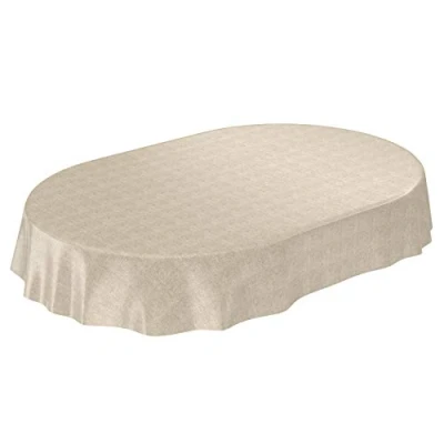 Imagen de ANRO Mantel de Hule, Lavable, Aspecto Lino, Textil, Ovalado, 240 x 140 cm, cm