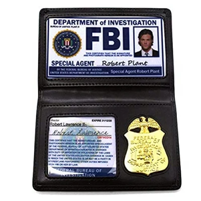 Imagen de Novedad insignia del FBI juego de roles accesorios tarjeta billetera cuero policía agente especial regalo fiesta Halloween