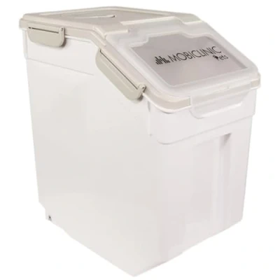 Imagen de Mobiclinic® Pets, Contenedor pienso, para Mascotas, FeedPet, Capacidad 20L, Cierre hermético, 23x25,5x36,5cm, Incluye Pala y Vaso medidor, con Ruedas, Ventana Transparente, Preservación de frescor