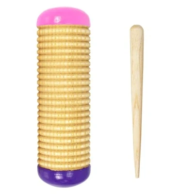 Imagen de A Star Shaker de madera Maraca Guiro Scraper con batidor Instrumento percusión rítmica