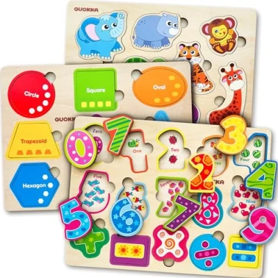 Imagen de Juguetes Niños 1 2 3 Años Montessori Juegos Puzzles Infantiles de Madera Regalo Bebe Animales Educativos para Niñas y 4 5 Aplicación Educativa con 42 Rompecabezas como