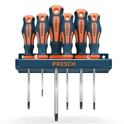 Imagen de Presch juego 6 destornilladores TX con soporte de pared para guardar profesional