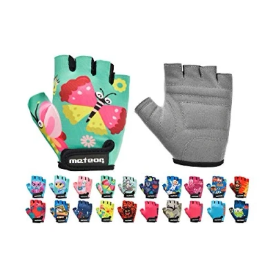 Imagen de Guantes Bicicleta MTB BMX Ciclismo Montaña Carretera Fitness Gimnasio Bici Escalada Senderismo y Otros Deportes Deportivos Sin Dedos para Mujer Hombre (JR M 7 7,5cm, Butterflies)