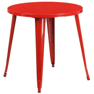 Imagen de Flash Furniture Mesa Redonda de Metal para Interiores y Exteriores Grado Comercial Pulgadas, Red, 30&quot; Round