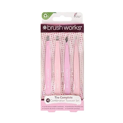 Imagen de Brushworks Juego de pinzas combinación HD 4 piezas, color rosa