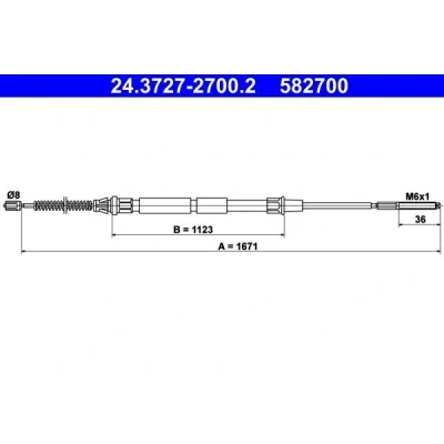 Imagen de ATE 24.3727 2700.2 Cable de Freno Mano 1671 SEAT: Inca