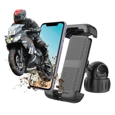 Imagen de Moman Soporte Movil Bicicleta, PML1 Universal Moto para Manillar 360 Rotatable Antivibración Compatible con iPhone Samsung 4.7 6.8&quot; Smartphone, Móvil Bicicleta