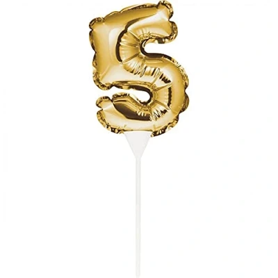 Imagen de Creative Convertting Number 8C331861 Globo de aluminio pequeño autoinflable, 23 x 9 cm, número 5, color dorado