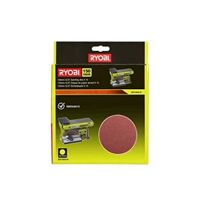 Imagen de RYOBI 10 discos diam. 150 mm pegatinas grano 80 para lijadora de banda y disco RBDS4601G SD150A10