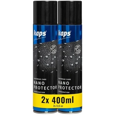 Imagen de Kaps Nano Protector, Set de 2x 400ml, Spray Protector Calzado Resistente al Agua para Cuero, Nobuck, Ante, Textiles y Materiales TEX, Repele la Humedad Suciedad