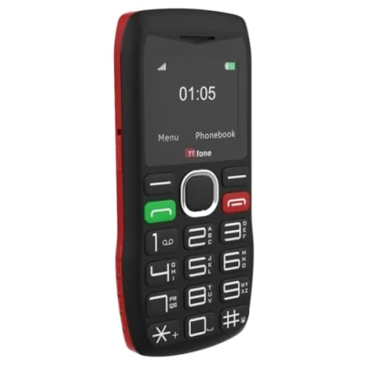 Imagen de TTfone Teléfono móvil Sencillo TT880 con Teclado Grande y botón de Asistencia Emergencia, Incluye una SIM Vodafone, Color Negro (Cable USB Incluido)