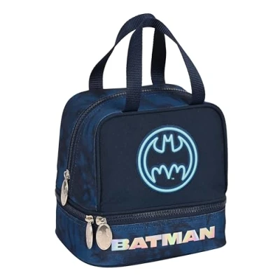 Imagen de Safta BATMAN LEGENDARY Portameriendas, Portatodo, Calidad y Máxima Resistencia, Porta Comida, Recreo, Merienda Desayuno, 20x15x20 cm, Color Azul Marino