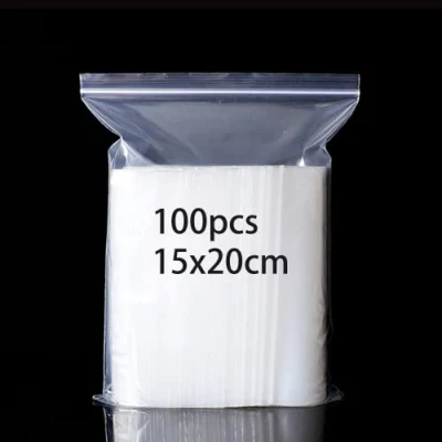 Imagen de 100 Bolsas Plastico Autocierre,Bolsas Hermeticas Ziplock Bags Reutilizable,Bolsas Transparentes,Bolsitas Cierre Zip Grandes Engrosamiento y Duradero 15x20cm