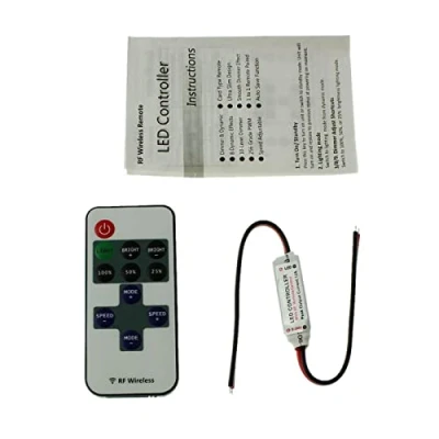 Imagen de Mini LED RF Controlador 10Key Mando a distancia 12...24V 144W para las tiras de un solo color 2 Pin extremos cable abiertos
