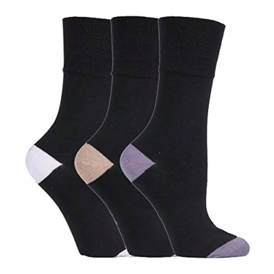 Imagen de Gentle Grip 3 pares de calcetines negros con lunares para mujer, Solrp10ht, 4 8